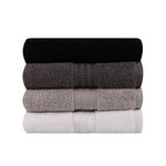 Casa si Gradina - Textile si covoare - Textile baie - Prosoape - Set prosoape de mana, L'essentiel Maison, alb, gri, gri inchis, negru, 50x90 cm, 100% bumbac, set 4 bucati - Infinity.ro