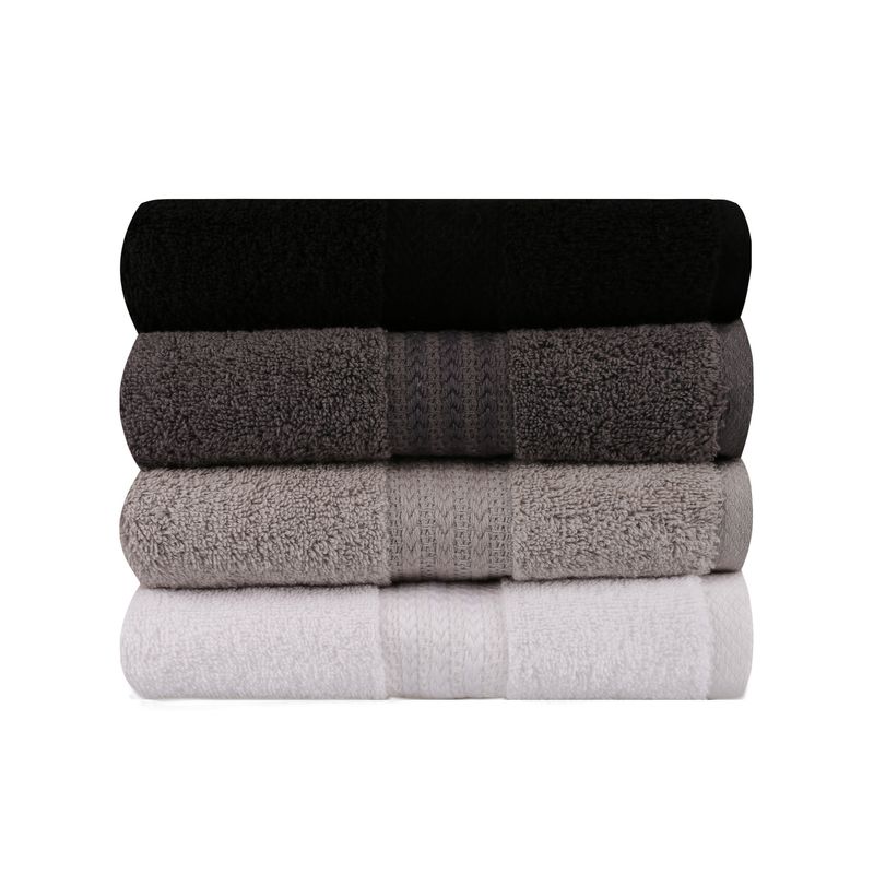 Casa si Gradina - Textile si covoare - Textile baie - Prosoape - Set prosoape de mana, L'essentiel Maison, alb, gri, gri inchis, negru, 50x90 cm, 100% bumbac, set 4 bucati - Infinity.ro
