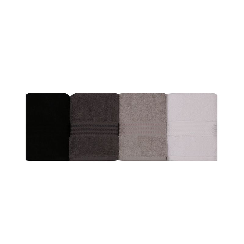 Casa si Gradina - Textile si covoare - Textile baie - Prosoape - Set prosoape de mana, L'essentiel Maison, alb, gri, gri inchis, negru, 50x90 cm, 100% bumbac, set 4 bucati - Infinity.ro