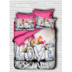 Casa si Gradina - Textile si covoare - Lenjerii de pat - Seturi de lenjerie - Set lenjerie de pat dubla, L'essentiel Maison, roz si alb, 200x220 cm, microsatina poliester si bumbac - Infinity.ro