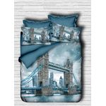 Casa si Gradina - Textile si covoare - Lenjerii de pat - Seturi de lenjerie - Set lenjerie de pat dublu, L'essentiel Maison, albastru alb maro, 200x220 cm, microsatina poliester, bumbac, imprimare 3d - Infinity.ro
