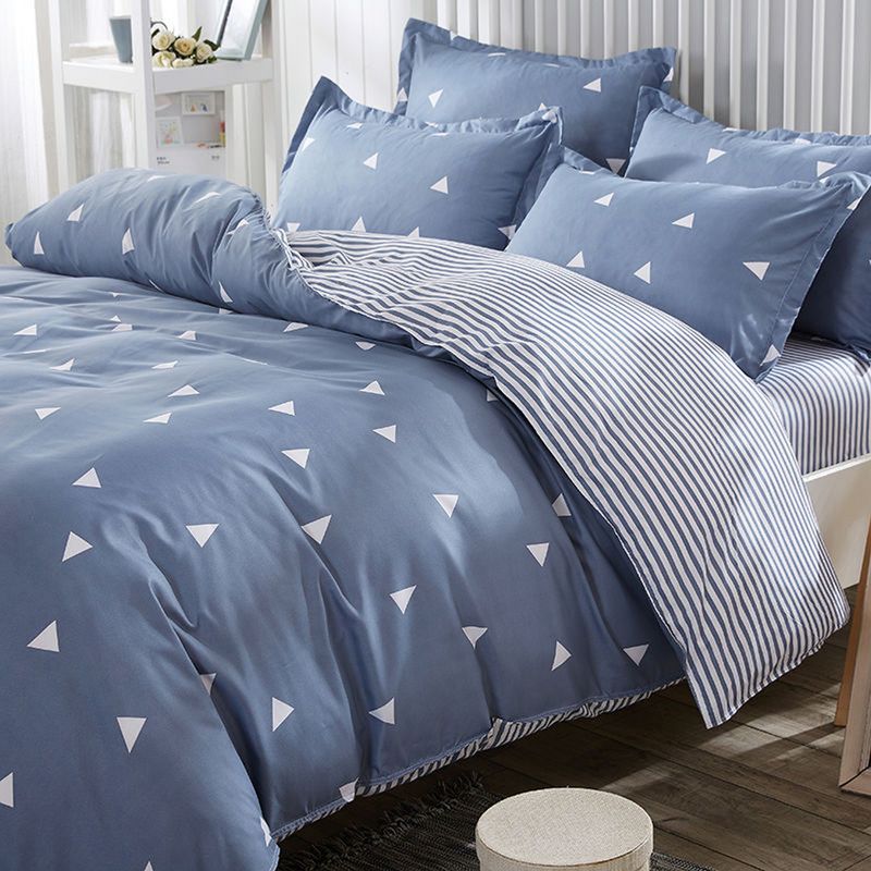 Casa si Gradina - Textile si covoare - Lenjerii de pat - Seturi de lenjerie - Set lenjerie de pat, L'essentiel Maison, albastru alb, 200x220 cm, 65% bumbac 35% poliester - Infinity.ro