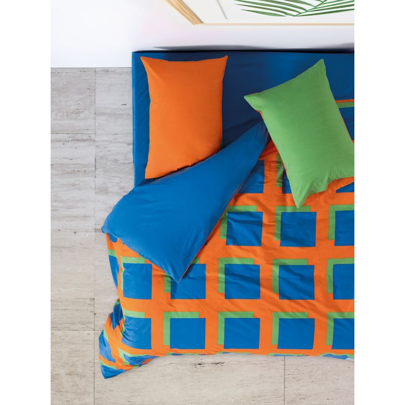 Casa si Gradina - Textile si covoare - Lenjerii de pat - Seturi de lenjerie - Set lenjerie pat dublu, L'essentiel Maison, albastru verde portocaliu, 200x220 cm, 100% bumbac ranforce - Infinity.ro