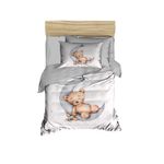 Casa si Gradina - Textile si covoare - Lenjerii de pat - Lenjerii copii - Set lenjerie pentru copii, L'essentiel Maison, gri alb maro, 100x150 cm, microsatina poliester, bumbac, imprimare 3d - Infinity.ro