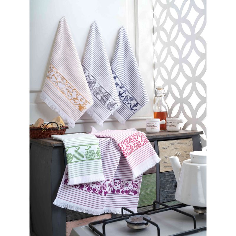 Casa si Gradina - Textile si covoare - Textile bucatarie - Servete si naproane - Set prosoape de bucatarie, L'essentiel Maison, alb/albastru inchis/gri/roz/violet/verde/galben, 40x60 cm, 100% bumbac, 6 bucati - Infinity.ro