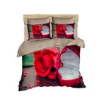 Casa si Gradina - Textile si covoare - Lenjerii de pat - Seturi de lenjerie - Set lenjerie pat dublu, L'essentiel Maison, rosu bej verde, 200x220 cm, microsatina poliester, bumbac - Infinity.ro