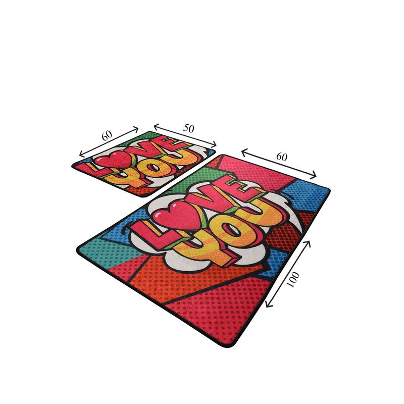 Casa si Gradina - Textile si covoare - Covoare - Covorase baie - Set covorase de baie, L'essentiel Maison, multicolor, 50x60 cm + 60x100 cm, 100% poliester, antiderapant, 359CHL2360 - Infinity.ro