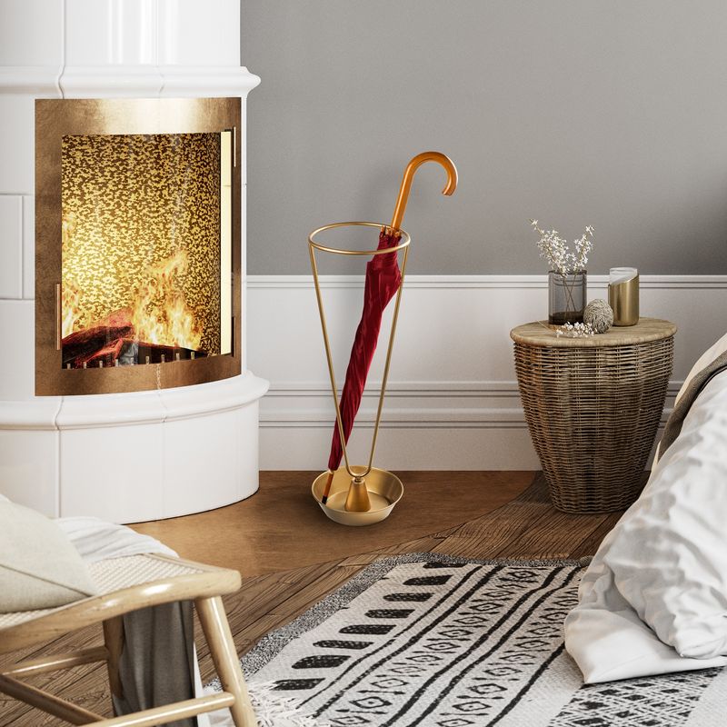 Casa si Gradina - Decoratiuni - Obiecte decorative - Suporturi umbrele - Suport pentru umbrele, Aberto Design, metal, auriu, 22x22x70 cm - Infinity.ro