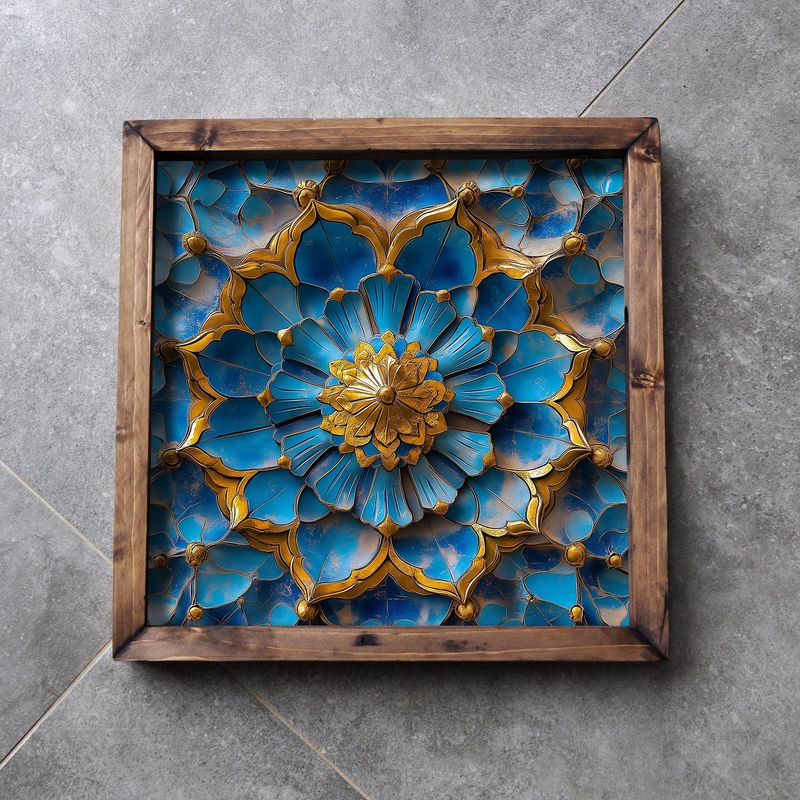 Casa si Gradina - Bucatarie si vesela - Ustensile bucatarie - Tavi servire - Tava servire, Aberto Design, lemn masiv, multicolor, 35x35x4 cm, 799EVL1149 - Infinity.ro