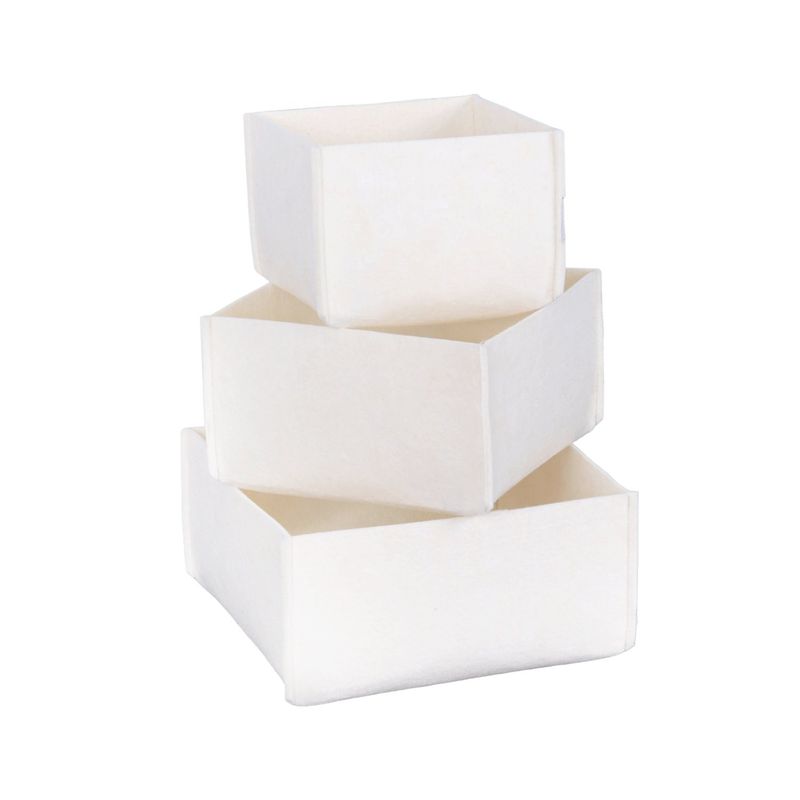 Casa si Gradina - Mobilier - Organizare si depozitare - Cutii depozitare - Set cutii depozitare birou, Aberto Design, 100% fetru, crem, 22.5x22.5x10 cm, 18x18x10 cm, 14x14x10 cm - Infinity.ro