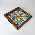 Casa si Gradina - Bucatarie si vesela - Ustensile bucatarie - Tavi servire - Tava de servire, Aberto Design, lemn masiv, multicolor, 35x35x4 cm, 799EVL1159 - Infinity.ro