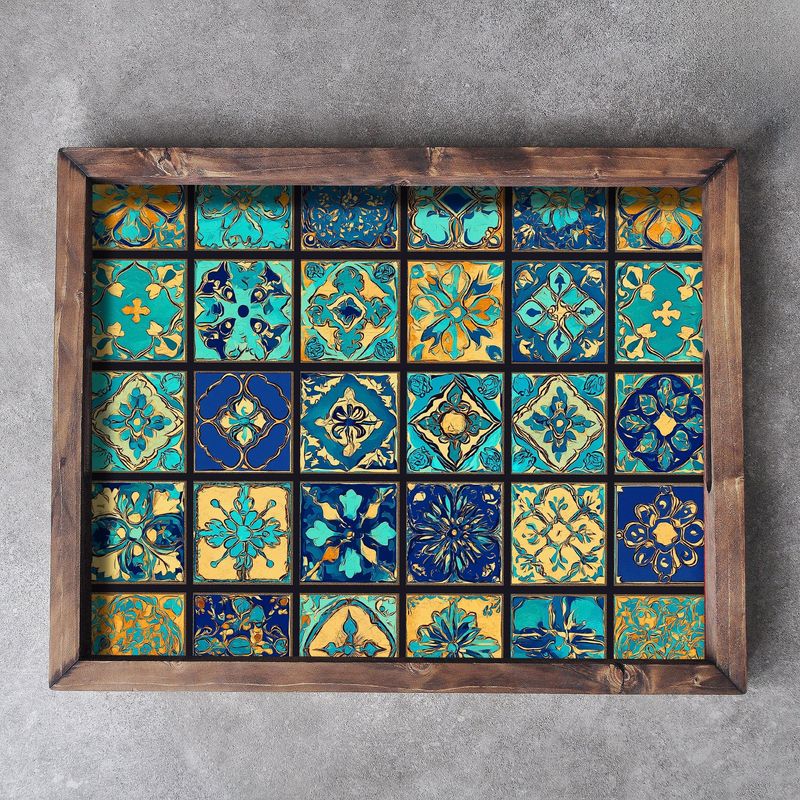 Casa si Gradina - Bucatarie si vesela - Ustensile bucatarie - Tavi servire - Tava servire, Aberto Design, lemn masiv, multicolor, 48x38x4 cm, 799EVL1131 - Infinity.ro