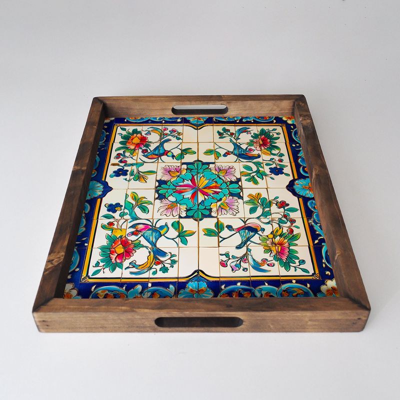 Casa si Gradina - Bucatarie si vesela - Ustensile bucatarie - Tavi servire - Tava de servire, Aberto Design, lemn masiv, multicolor, 48x38x4 cm, 799EVL1122 - Infinity.ro