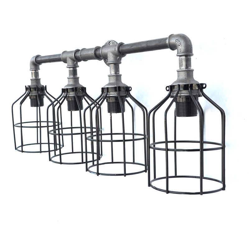 Casa si Gradina - Corpuri si surse de iluminat - Plafoniere, aplice si spoturi - Plafoniera, Opviq, teava fier, negru, 67x30x17 cm - Infinity.ro