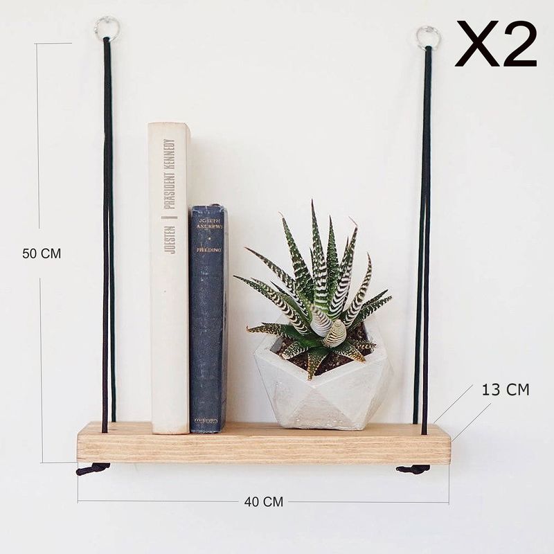 Casa si Gradina - Mobilier - Biblioteci si rafturi - Rafturi - Raft de perete, Hanah Home, lemn de molid, nuc, 40x50x13 cm, set 2 bucati - Infinity.ro