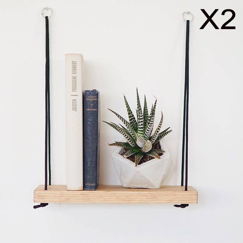 Casa si Gradina - Mobilier - Biblioteci si rafturi - Rafturi - Raft de perete, Hanah Home, lemn de molid, nuc, 40x50x13 cm, set 2 bucati - Infinity.ro