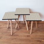 Casa si Gradina - Mobilier - Mese si birouri - Masute de cafea - Set masute de cafea, Hanah Home, mdf, bej alb, picioare lemn fag, 35x35x52 cm - Infinity.ro