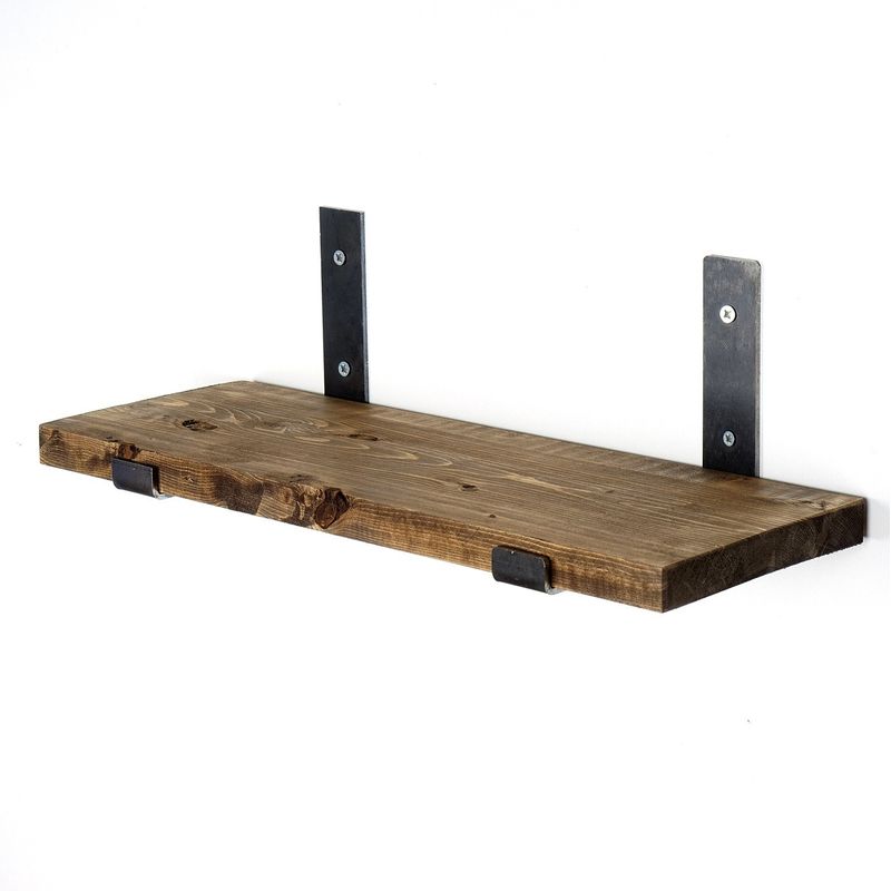 Casa si Gradina - Mobilier - Biblioteci si rafturi - Rafturi - Raft de perete decorativ, Hanah Home, lemn de molid, negru si nuc, 40x16x14 cm - Infinity.ro