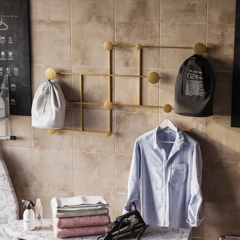 Casa si Gradina - Mobilier - Organizare si depozitare - Cuiere - Cuiere de perete, Wallxpert, metal, auriu, 112x64x10 cm - Infinity.ro