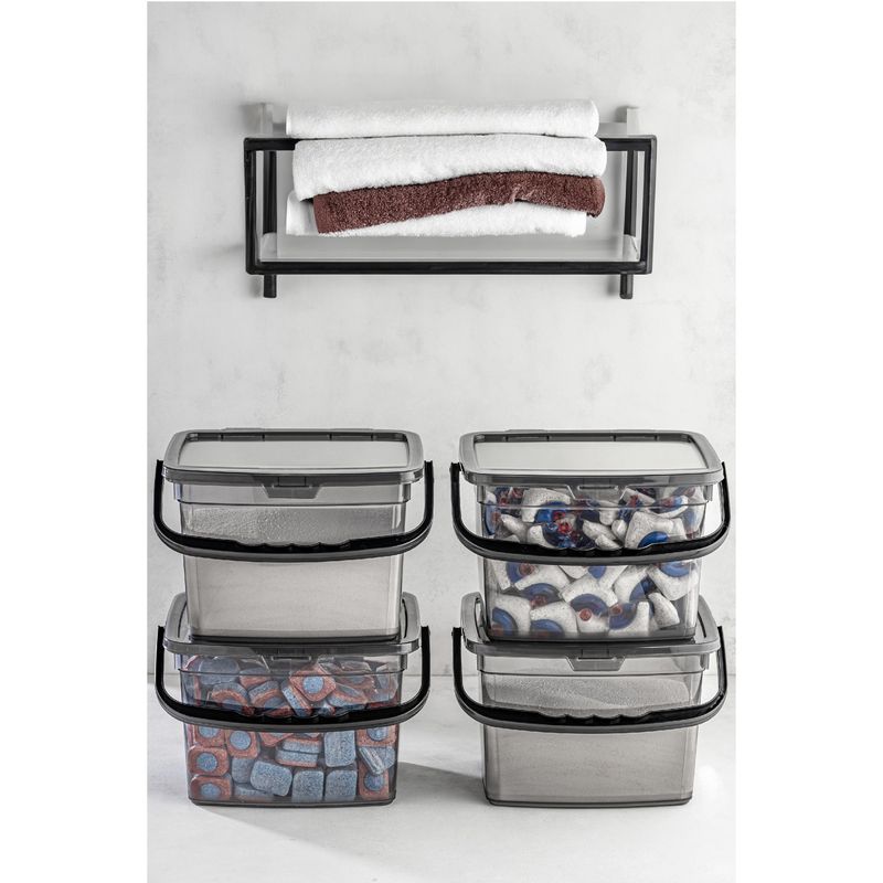 Casa si Gradina - Mobilier - Organizare si depozitare - Cutii depozitare - Set cutii depozitare, Hermia, plastic, antracit, 23x16x18 cm, 4 bucati - Infinity.ro