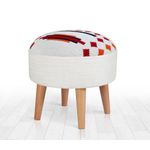 Casa si Gradina - Mobilier - Scaune si fotolii - Tabureti - Taburet, Atelier Del Sofa, bumbac si poliester, alb, picioare din lemn, 42x46 cm - Infinity.ro