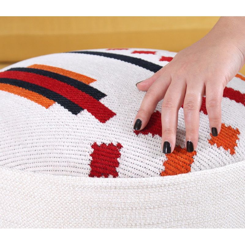 Casa si Gradina - Mobilier - Scaune si fotolii - Tabureti - Taburet, Atelier Del Sofa, bumbac si poliester, alb, picioare din lemn, 42x46 cm - Infinity.ro