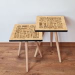 Casa si Gradina - Mobilier - Mese si birouri - Masute de cafea - Set masute de cafea, Hanah Home, mdf, bej maro, 35x35x47 cm, picioare lemn fag - Infinity.ro