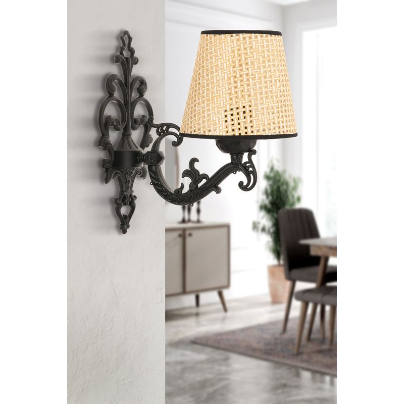 Casa si Gradina - Corpuri si surse de iluminat - Plafoniere, aplice si spoturi - Aplica de perete, Opviq, metal, negru si stejar, 24x26 cm - Infinity.ro