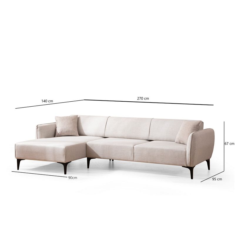 Casa si Gradina - Mobilier - Canapele si coltare - Coltare - Coltar, Hanah Home, lemn fag si pal, alb off white, 140x270x95 cm - Infinity.ro