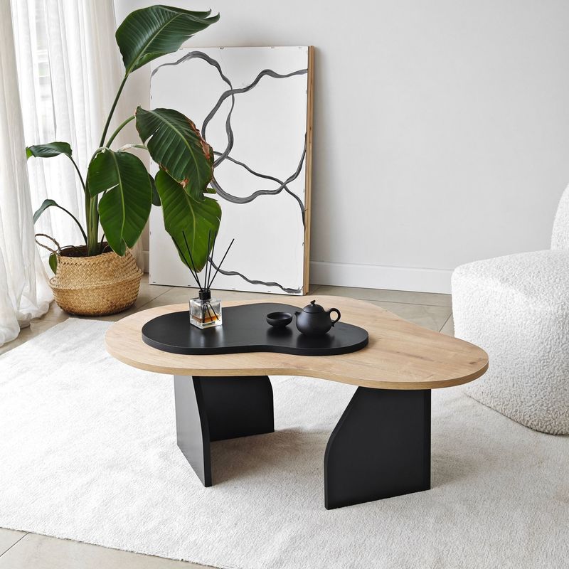 Casa si Gradina - Mobilier - Mese si birouri - Masute de cafea - Masa de cafea, Hanah Home, pal melaminat, stejar safir si negru, 105x65x35 cm - Infinity.ro