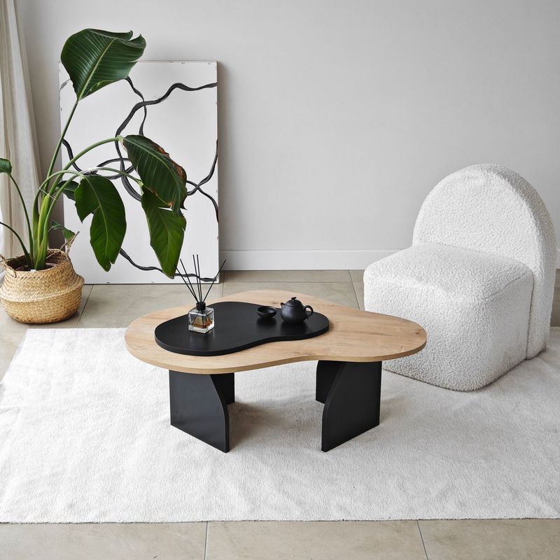Casa si Gradina - Mobilier - Mese si birouri - Masute de cafea - Masa de cafea, Hanah Home, pal melaminat, stejar safir si negru, 105x65x35 cm - Infinity.ro