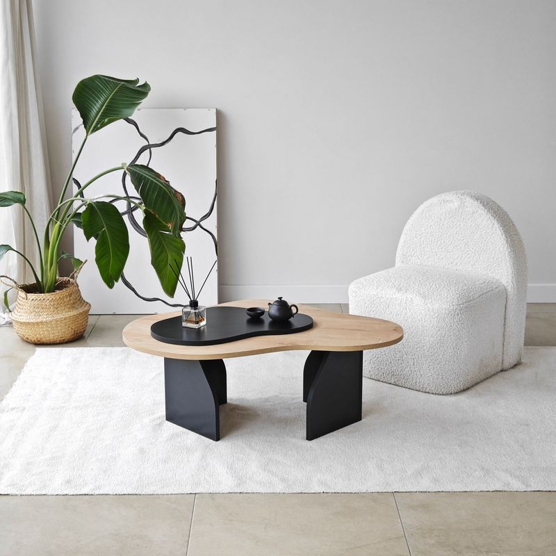 Casa si Gradina - Mobilier - Mese si birouri - Masute de cafea - Masa de cafea, Hanah Home, pal melaminat, stejar safir si negru, 105x65x35 cm - Infinity.ro