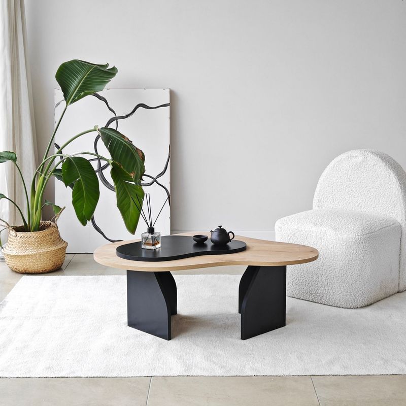 Casa si Gradina - Mobilier - Mese si birouri - Masute de cafea - Masa de cafea, Hanah Home, pal melaminat, stejar safir si negru, 105x65x35 cm - Infinity.ro