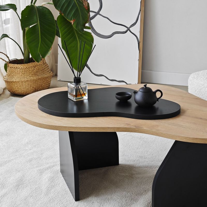 Casa si Gradina - Mobilier - Mese si birouri - Masute de cafea - Masa de cafea, Hanah Home, pal melaminat, stejar safir si negru, 105x65x35 cm - Infinity.ro