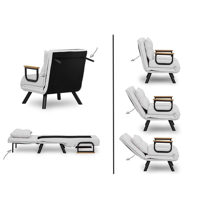 Casa si Gradina - Mobilier - Canapele si coltare - Canapele - Canapea extensibila, Hanah Home, stofa teddy, alb, 1 loc, cadru metalic - Infinity.ro