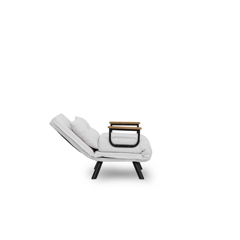 Casa si Gradina - Mobilier - Canapele si coltare - Canapele - Canapea extensibila, Hanah Home, stofa teddy, alb, 1 loc, cadru metalic - Infinity.ro