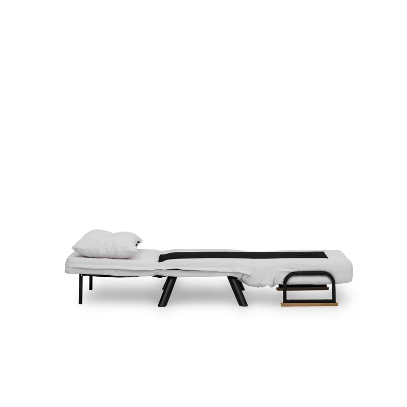 Casa si Gradina - Mobilier - Canapele si coltare - Canapele - Canapea extensibila, Hanah Home, stofa teddy, alb, 1 loc, cadru metalic - Infinity.ro