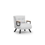 Casa si Gradina - Mobilier - Canapele si coltare - Canapele - Canapea extensibila, Hanah Home, stofa teddy, alb, 1 loc, cadru metalic - Infinity.ro