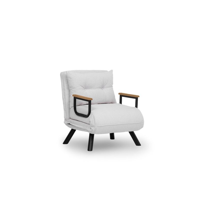 Casa si Gradina - Mobilier - Canapele si coltare - Canapele - Canapea extensibila, Hanah Home, stofa teddy, alb, 1 loc, cadru metalic - Infinity.ro
