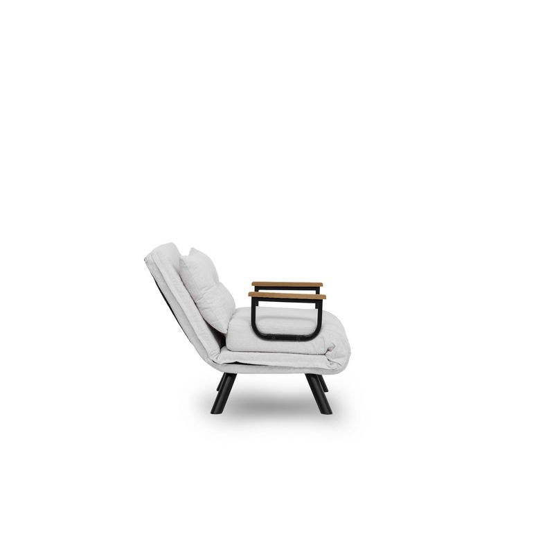 Casa si Gradina - Mobilier - Canapele si coltare - Canapele - Canapea extensibila, Hanah Home, stofa teddy, alb, 1 loc, cadru metalic - Infinity.ro