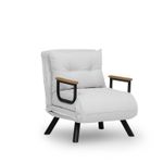 Casa si Gradina - Mobilier - Canapele si coltare - Canapele - Canapea extensibila, Hanah Home, stofa teddy, alb, 1 loc, cadru metalic - Infinity.ro