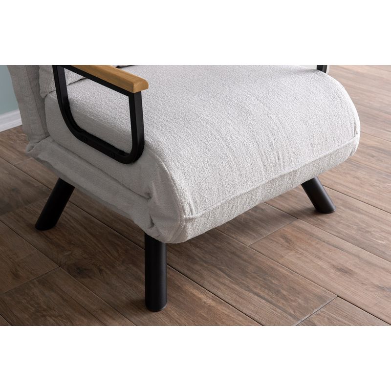 Casa si Gradina - Mobilier - Canapele si coltare - Canapele - Canapea extensibila, Hanah Home, stofa teddy, alb, 1 loc, cadru metalic - Infinity.ro