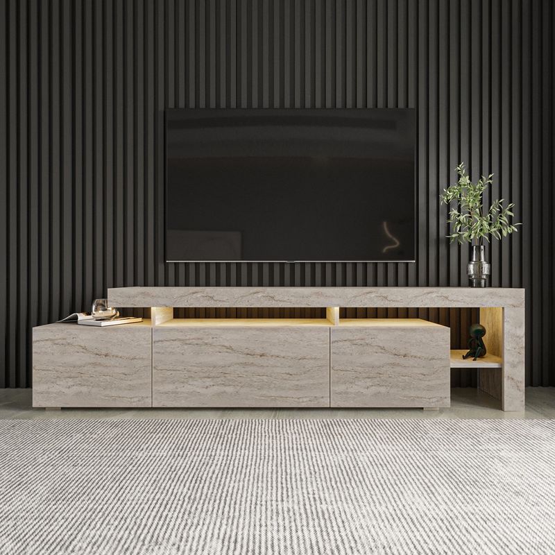 Casa si Gradina - Mobilier - Comode si corpuri - Comode - Comoda tv, Hanah Home, pal melaminat, travertin, 192x37x53 cm - Infinity.ro