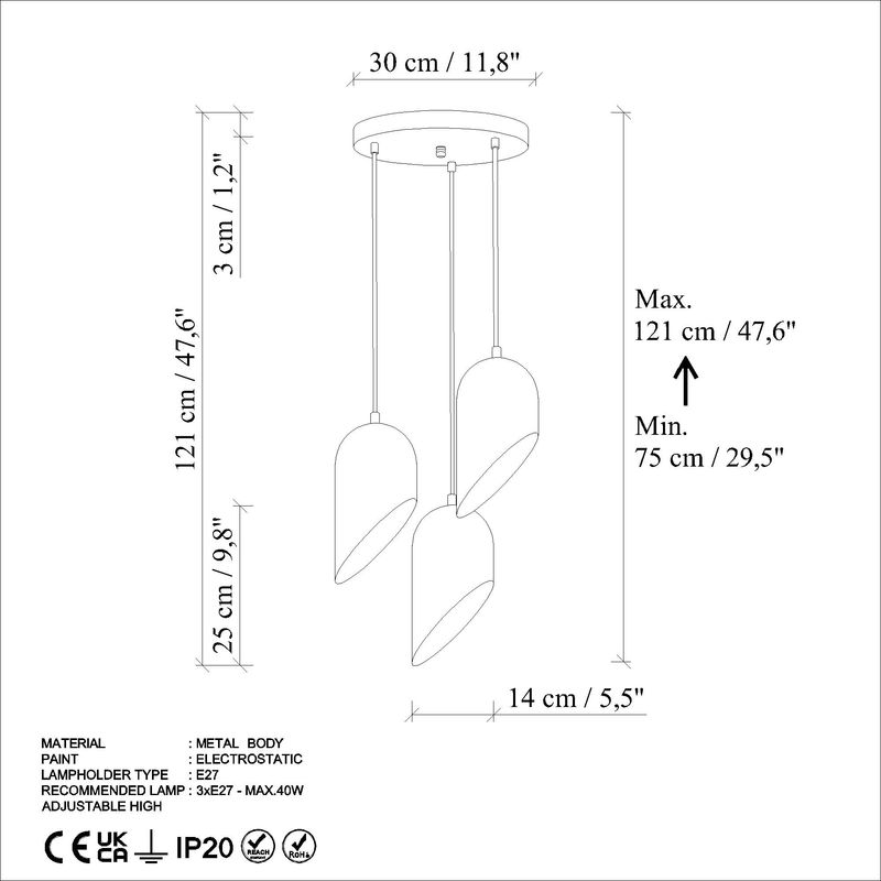 Casa si Gradina - Corpuri si surse de iluminat - Lustre si pendule - Candelabru, Opviq, metal, portocaliu, diametru 40 cm, inaltime reglabila 75-121 cm - Infinity.ro