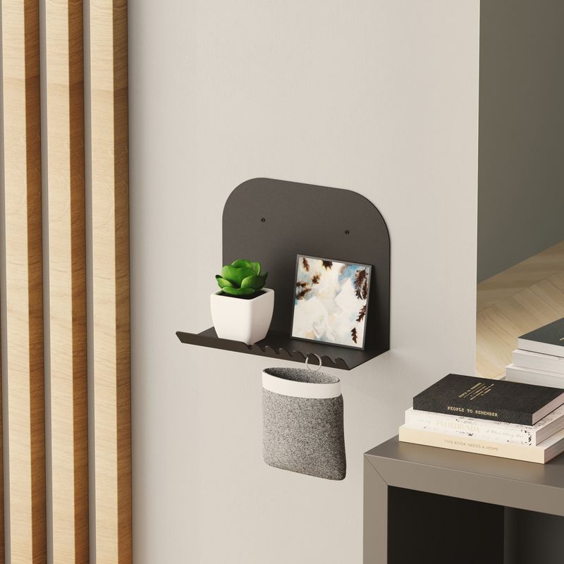 Casa si Gradina - Mobilier - Biblioteci si rafturi - Rafturi - Raft de perete, Hanah Home, metal, negru, 28x23x12 cm - Infinity.ro