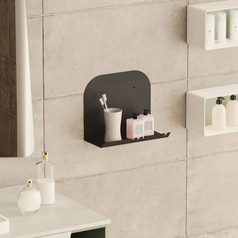 Casa si Gradina - Mobilier - Biblioteci si rafturi - Rafturi - Raft de perete, Hanah Home, metal, negru, 28x23x12 cm - Infinity.ro