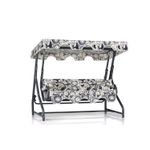 Casa si Gradina - Gradina si terasa - Balansoare si hamace - Balansoare - Balansoar de gradina triplu, Hanah Home, metal, negru crem, 200x165x110 cm - Infinity.ro