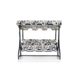 Casa si Gradina - Gradina si terasa - Balansoare si hamace - Balansoare - Balansoar de gradina triplu, Hanah Home, metal, negru crem, 200x165x110 cm - Infinity.ro