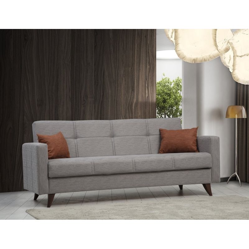 Casa si Gradina - Mobilier - Canapele si coltare - Canapele - Canapea extensibila 3 locuri, Atelier Del Sofa, metal si lemn, gri deschis, 205x86x75 cm - Infinity.ro