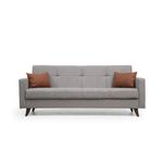 Casa si Gradina - Mobilier - Canapele si coltare - Canapele - Canapea extensibila 3 locuri, Atelier Del Sofa, metal si lemn, gri deschis, 205x86x75 cm - Infinity.ro
